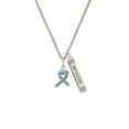 thumbnail image 2 of Delight Jewelry Silvertone Scroll Ribbon with Light Blue Crystal Silvertone Always My Sister Bar Charm Necklace, 23", 2 of 4