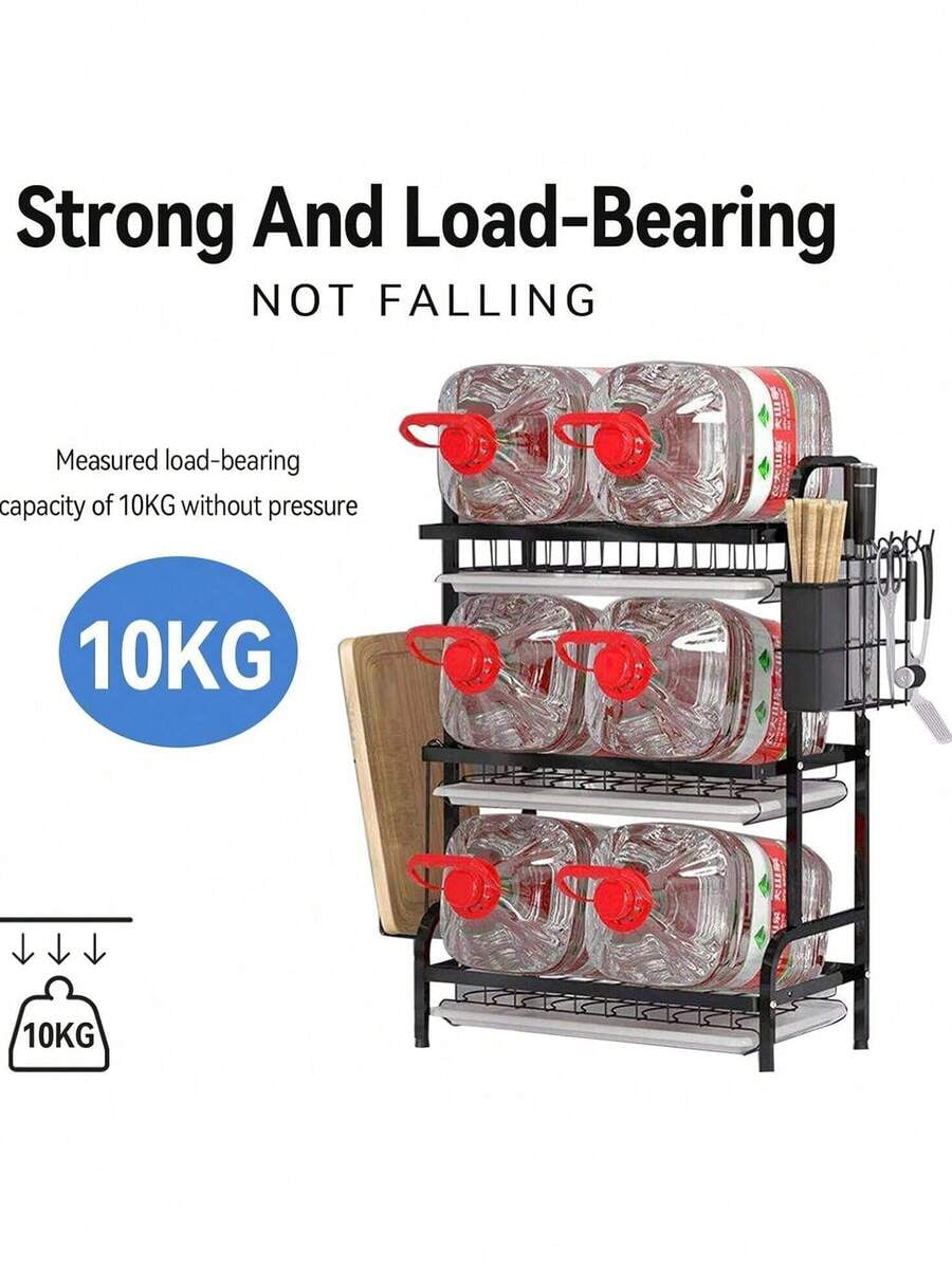 3-Tier Over Sink Heavy Duty Stainless Steel Dish Drying Rack, Rustproof Extra-Large Capacity Non-Slip Kitchen Counter Organizer, Removable Drainboard With Utensil Knife Cup Cutting Board Holder