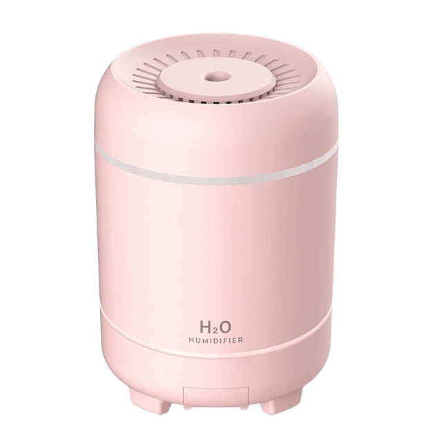 Mini humidificador portátil para coche, modo niebla, luz nocturna, ambientador, 300 ml, para escritorio Rosado