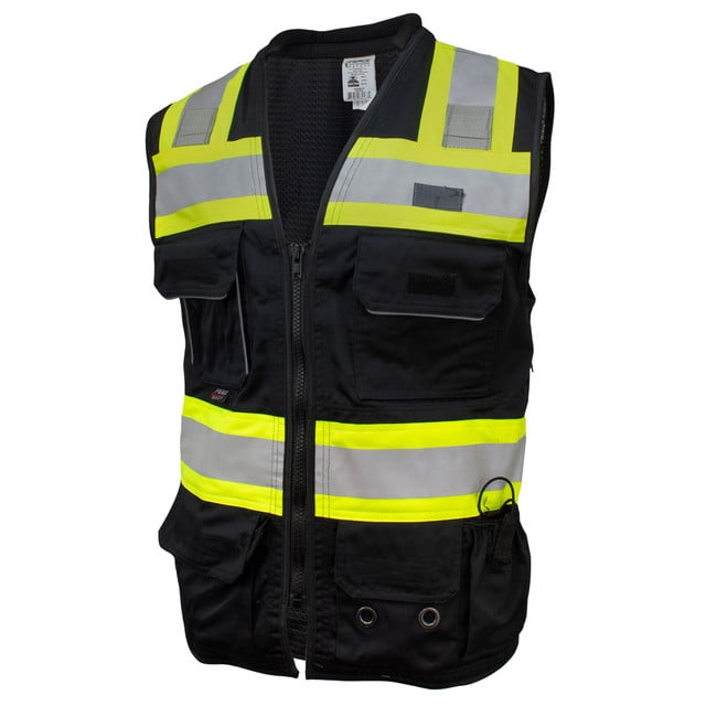 Fierce Safety SU500B Premium Surveyors Class 1 Black Vest with Tablet Pocket