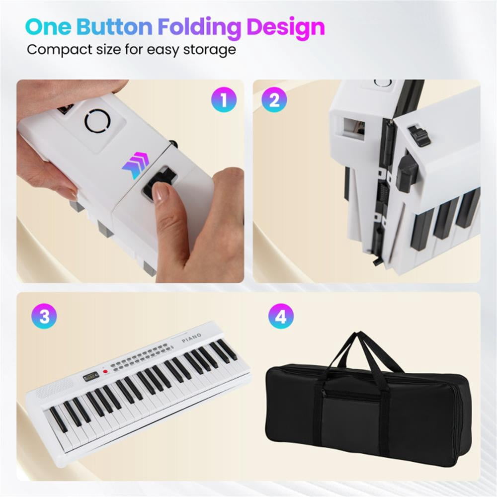GVN Piano,88 Key Foldable Electric Keyboard Piano with Wireless MIDI and Dual Speakers-White