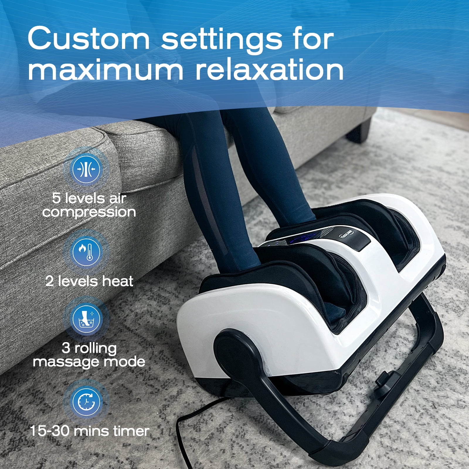 TISSCARE Shiatsu Foot Massager with Heat: Foot Massager for Neuropathy, Plantar Fasciitis, Circulation and Pain Relief - Feet Massager for Massage Foot Calf Ankle Arm.