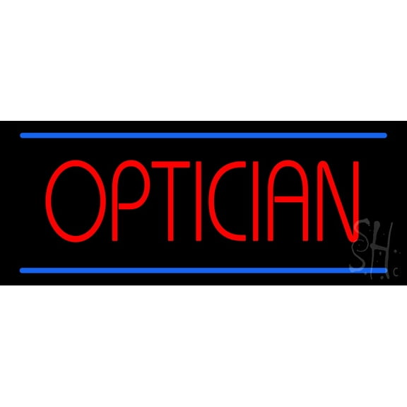 Red Optician Blue Lines LED Neon Sign 10 x 24 - inches, Black Square Cut Acrylic Backing, with Dimmer - Bright and Premium built indoor LED Neon Sign for Defence Force.