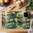 thumbnail image 2 of Summer Palm Tree Placemats Set of 12 Farmhouse Retro Tropical Plant Leaves Place Mats Indoor Wipeable Table Mats Washable Cloth Dining Table Placemats for Kitchen Holiday Party Home Decor 13x19 Inch, 2 of 9