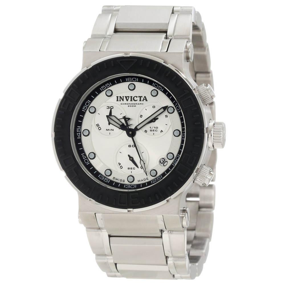 Invicta Men's 10926 Reserve Ocean Reef Silver Tone Dial Black Bezel Interchangeable Bracelet Stainless Steel Chronograph Watch