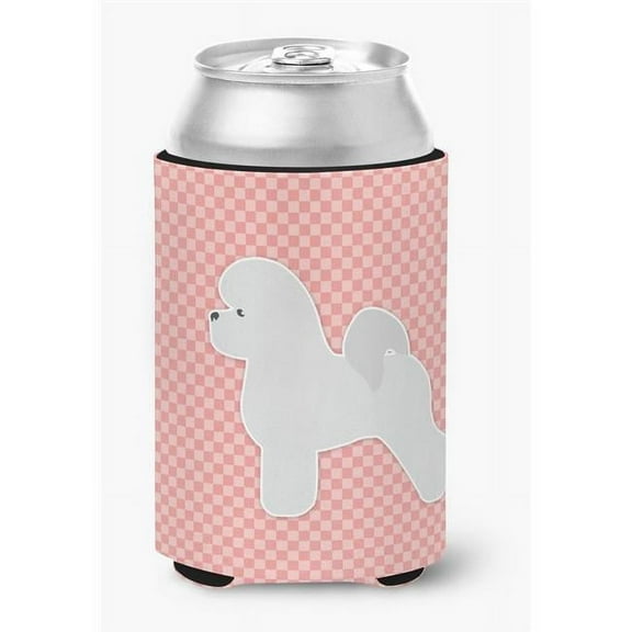 Bichon Frise Checkerboard Pink Can or Bottle Hugger