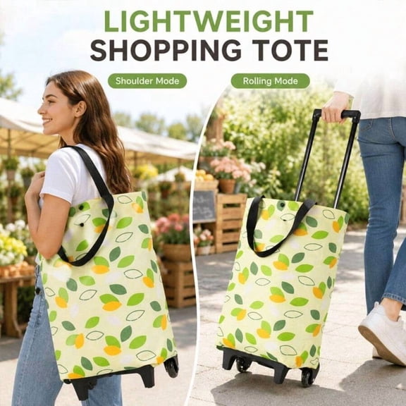 Foldable Wheeled Portable Shopping Hand Cart - Collapsible Rolling Utility Grocery Cart with Wheels for Market, Laundry, Travel, and Storage