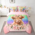 thumbnail image 3 of Homewish Rustic Cow Animal Twin Bedding Sets 7-Piece for Teen, Pink Romantic Rose Bedding Comforter Set, Fashion Sequin Print Reversible Sheet Sets, Luxury Bedroom Decor, 3 of 8