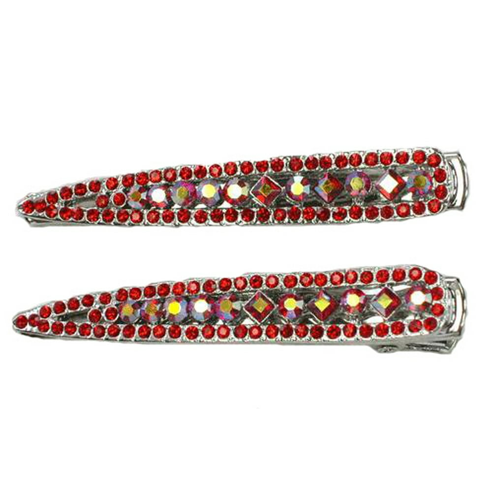 A Pair Of Red Hair Clips For Bridal Wedding