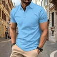 thumbnail image 2 of Ashirexll T Shirts for Man, Big and Tall Shirts for Men, Summer Casual T-Shirts Turndown Collar Button Solid Color Short Sleeve Tops, 2 of 6