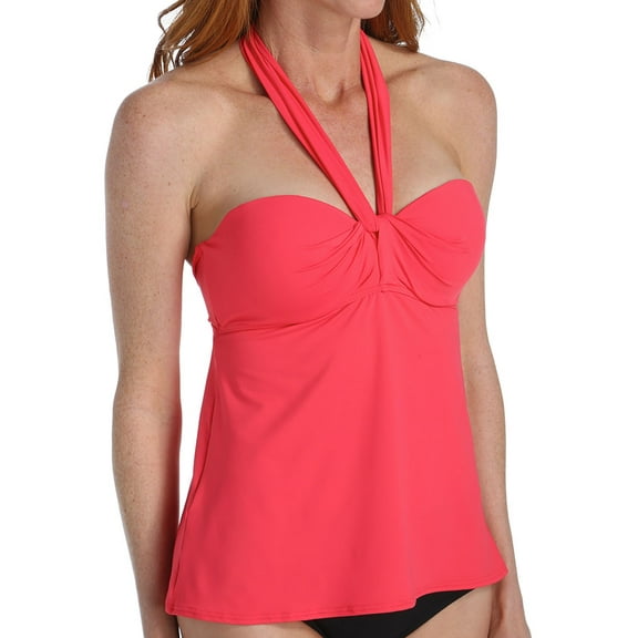 Women's Coco Reef U11007 Solid Five Way Convertible Tankini Swim Top (Coral 32-34 D)