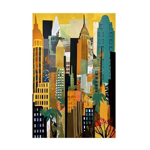 Canvas Wall Art - Ray Heere 'Pop Art New York Gold 5' Wall Art for Living Room, Bedroom, or Office Décor by Trademark Fine Art - 12 x 19 Inches