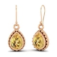 thumbnail image 2 of 7x5mm Pear Citrine 925 Sterling Silver Rose Vermeil Wire Hook Teardrop Mother's Day Gift Earrings, 2 of 4