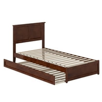 Felicity Twin XL Wood Platform Bed with Panel Footboard & Trundle in Walnut