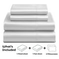 thumbnail image 4 of Pure Bedding Satin Sheets Cal King Size – 4 Piece Silky Soft Microfiber Bed Sheet Set, Deep Pocket Fits up to 15” Mattress - 1 Fitted Sheet, 1 Flat Sheet, and 2 Pillowcases, Oeko-Tex Certified, White, 4 of 8