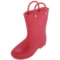 CTM Kids' Solid Color Waterproof Rainboots with Handles