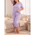 thumbnail image 4 of Cueply Women Plus Size Pajamas Set Short Sleeve Pjs Sleepwear Loungewear Nightwear with Pockets, 4 of 8