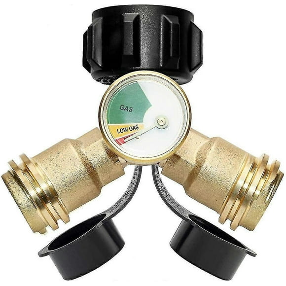 Barsinfi Splitter, Propane Tank Y Splitter Adapter, With Instrument, 2-way Lpg Adapter Tee Joint