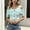 Sky Blue, variant on Women's Solid Color Off Shoulder Twist Crop Top – Ribbed Knit Short Sleeve, Button Front Slim Fit Summer Blouse Black,XXL