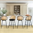 thumbnail image 3 of ANMINY Swivel Rattan Full Back Bar Stools, Black (Set of 2), 3 of 10