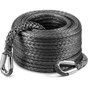 Winch Rope Extension 3/8 Inch x 92 Ft 26,500 Lbs, Synthetic Winch Extension Cable Line for Off Road Vehicle ATV UTV Truck etc (Grey)