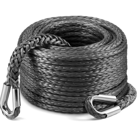 Winch Rope Extension 3/8 Inch x 92 Ft 26,500 Lbs, Synthetic Winch Extension Cable Line for Off Road Vehicle ATV UTV Truck etc (Grey)