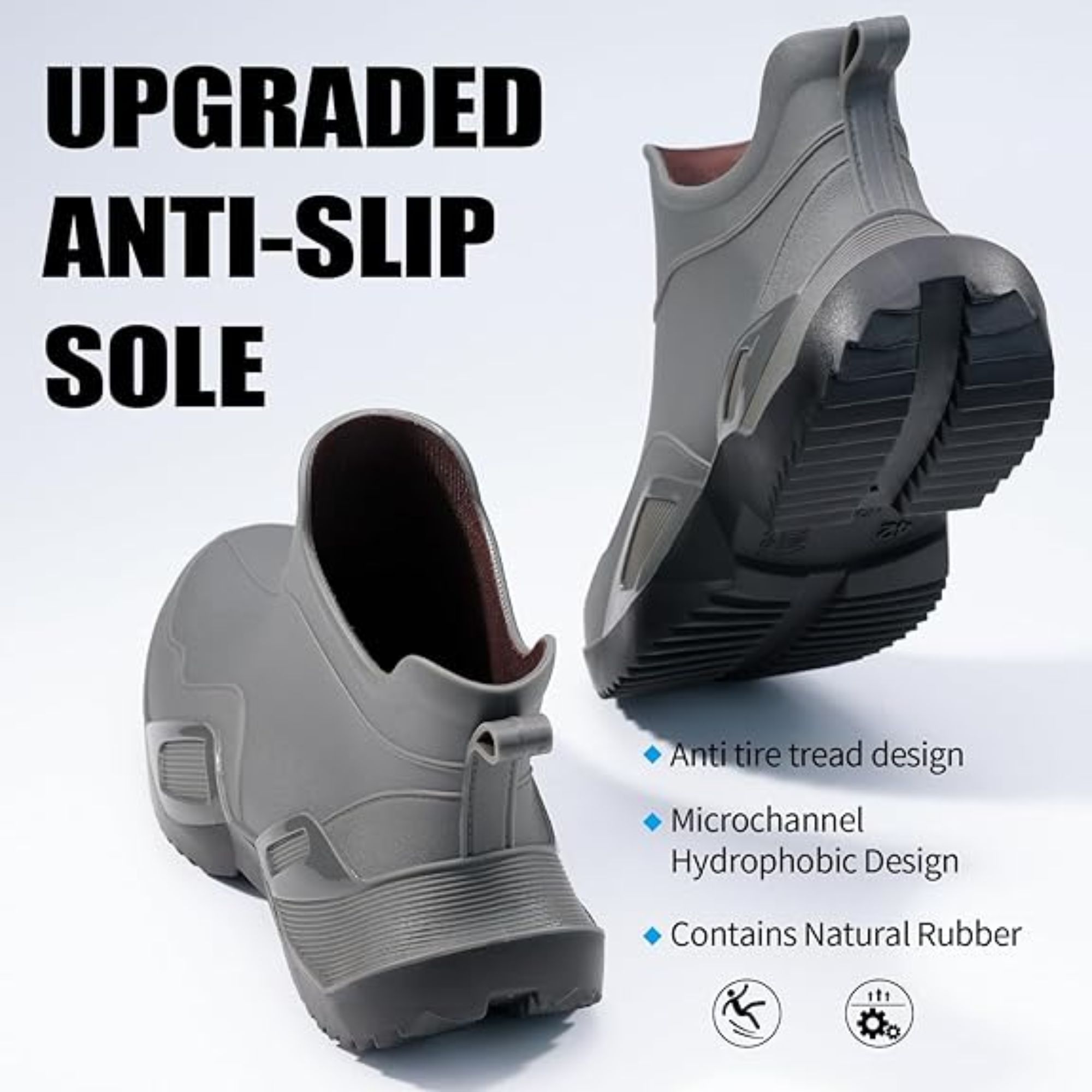 CHICVOMEY Women's Waterproof Rain Boots Anti-Slip Ankle Boots for Gardening Fishing Farming Boating Outdoor Work Traction Sole Short Rain Boots for Women & Men