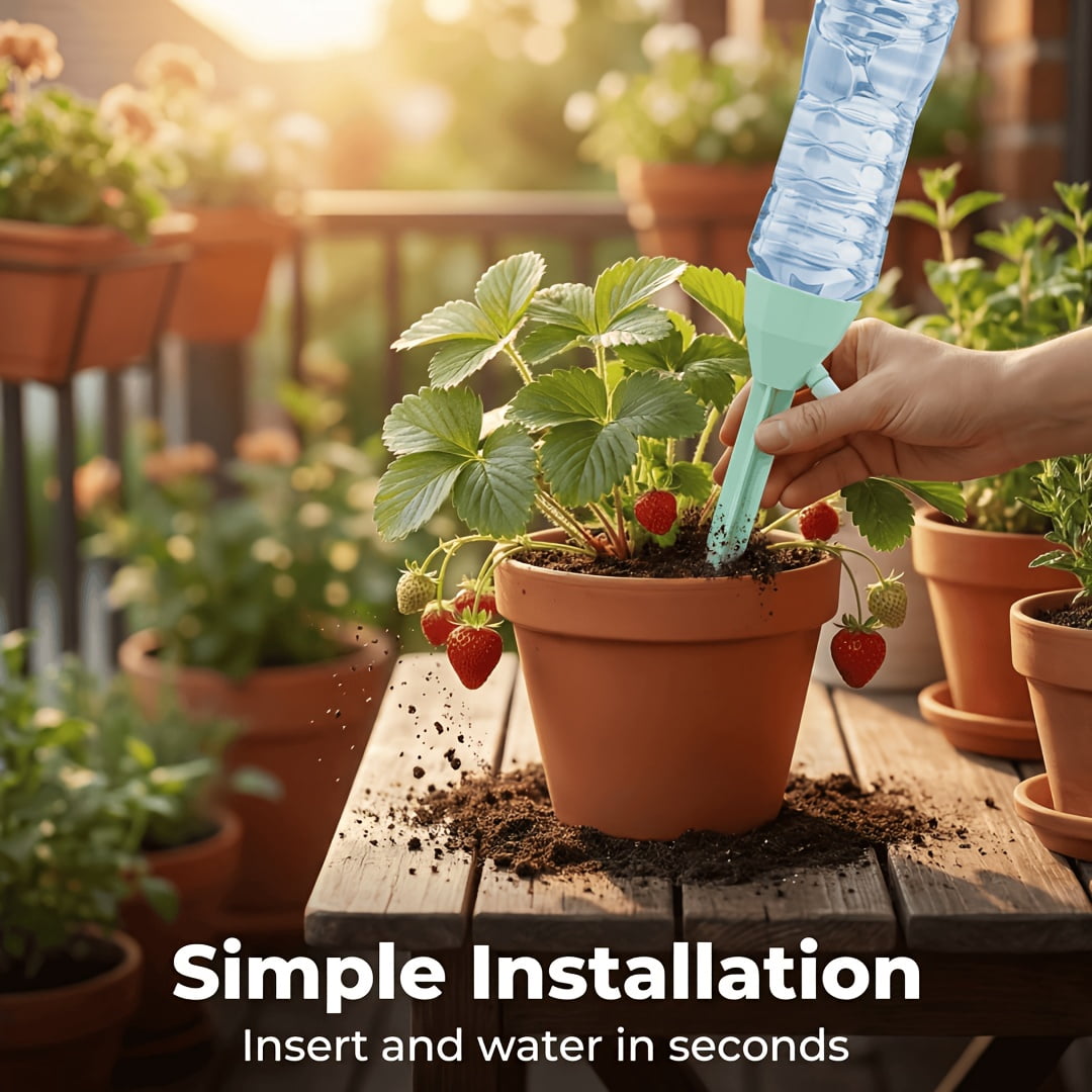 20-Piece Automatic Plant Watering System with Adjustable Flow Drip Emitters - No External Power Required, Plastic Drip Irrigation Kit for Indoor and Outdoor Potted Plants, Balcony Gardens,
