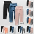 thumbnail image 4 of Atogsazn Toddler Girls 3PC Fleece Lined Legging Pants Kids Stretchy High Waist Pants Fall Winter Clothes 07-Black 8-9 Years, 4 of 4