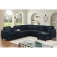 thumbnail image 6 of Hybition Modular Sectional Sofa w/ Ottoman, USB, Storage & Pillows - Convertible L-Shaped Couch for Living Room-Color:Dark Blue, 6 of 9