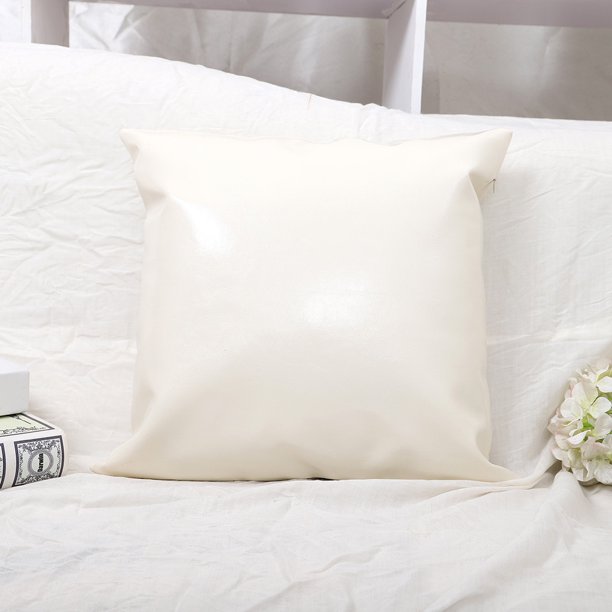 Faux Leather Cushion Covers Throw Pillowcase Sofa Home Decor Solid