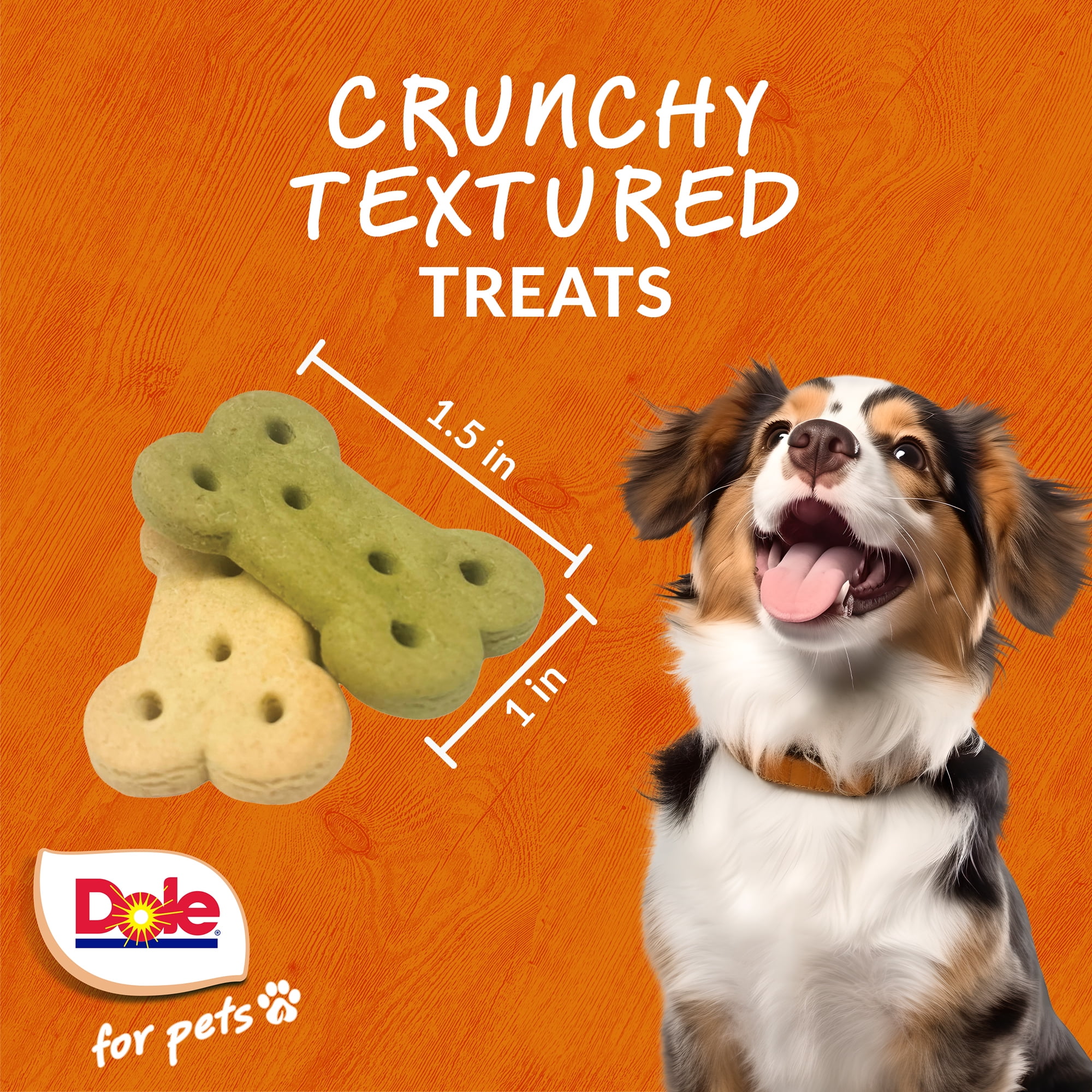 (4 pack) Dole Freshly Fetched Dog Biscuit Treats, Spinach & Pumpkin Flavors, No Wheat, Corn or Soy, 7oz