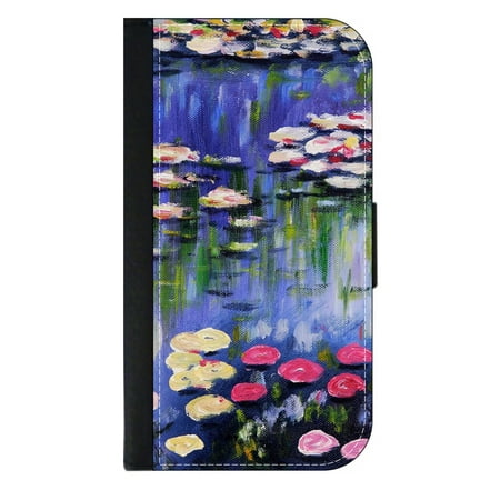 Artist Claude Monet's Water Lilies - Wallet Style Cell Phone Case with 2 Card Slots and a Flip Cover Compatible with the Apple iPhone 7 Plus and 8 Plus (Best Cell Phone For Artists)