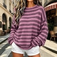 thumbnail image 6 of MYAOYI Womens Oversized Striped Sweater Crew Neck Drop Shoulder Knit, 6 of 8