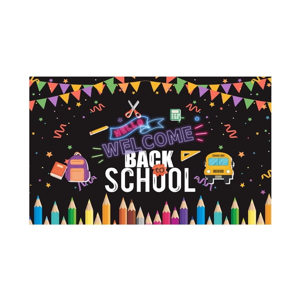 Bienvenido de nuevo a las decoraciones de la fiesta de la escuela Banner de la temporada de apertura Fondo de decoración de la fiesta de regreso a la escuela Wmkox8yii HFSH7672