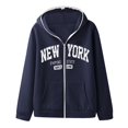 thumbnail image 3 of PMVFHDE Hoodies for Men Unisex Winter Letter Print Fashion Full Zip Pocket Casual Streetwear Cardigan Navy,S, 3 of 4