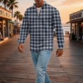 thumbnail image 4 of Men's Plaid Waffle Knit Sweatshirt Quarter Zip Pullover Stand Collar Long Sleeve Loose Fit Casual Sweatshirt For Fall Winter Daily Wear, S, 4 of 7