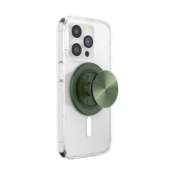 Empuñadura de teléfono PopSockets Alum Radial Olive compatible con MagSafe