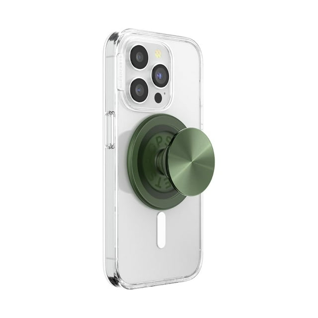 Empuñadura de teléfono PopSockets Alum Radial Olive compatible con MagSafe