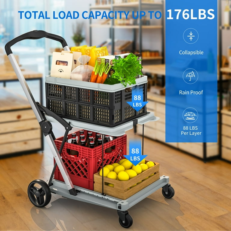 Laundry Cart Extra-Large Foldable Shopping Cart With 360