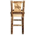 thumbnail image 4 of Glacier Country Collection Barstool w/ Back - Saddle Upholstery, w/ Laser Engraved Bronc Design, 4 of 11