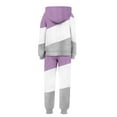 thumbnail image 4 of AINIYSGirls Color Block Sweatsuit Outfits Fleece Hooded Sweatshirt and High Waist Jogger Sweatpants Athletic Outdoor Comfy Set with Pockets for Kids Purple 10-11Years, 4 of 6