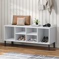 thumbnail image 1 of vidaXL Shoe Rack with Metal Legs White 106x35x45 cm Solid Wood OSLO, 1 of 4