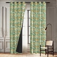 thumbnail image 4 of Vargottam Room Darkening Curtains - Feather Pattern, Set of 2 Panels, 52" x 96" - Grommet-Top Blackout Window/Door Drapes for Bedroom, Nursery & Living Room - Green, 4 of 9