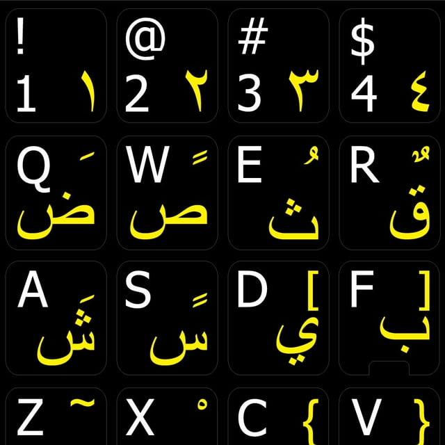 Arabic-English Keyboard Labels Non-Transparent ON Black Background for Desktop, Laptop and Notebook (Manufactured 4Keyboard)
