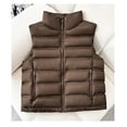 thumbnail image 2 of Women's Quilted Puffer Vests Lightweight Warm Soft Sleeveless Jacket Casual Full Zip Coat Outerwear with Multi Pockets (L, Coffee), 2 of 3