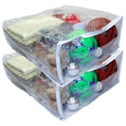 2-Pack Jumbo Heavy Duty Vinyl Zippered Square Storage Bags (Clear) (23" x 23" x 10") for Blankets, Comforters, Bedding Sets and Much More!