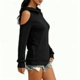 thumbnail image 5 of Otntypg Off the Shoulder Hoodie Tops for Women Lightweight Casual Fall Long Sleeve Hooded Pullover Sweatshirts Trendy Basic Solid Color Athletic Workout T-Shirts Black M, 5 of 9