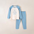 thumbnail image 2 of Rovga Girl Outfits Children'S Long Sleeve Round Neck Color Match Sleep Pants Basic Thermal Underwear Set Cute Holiday Clothes Set Sky Blue 3-4 Years, 2 of 3