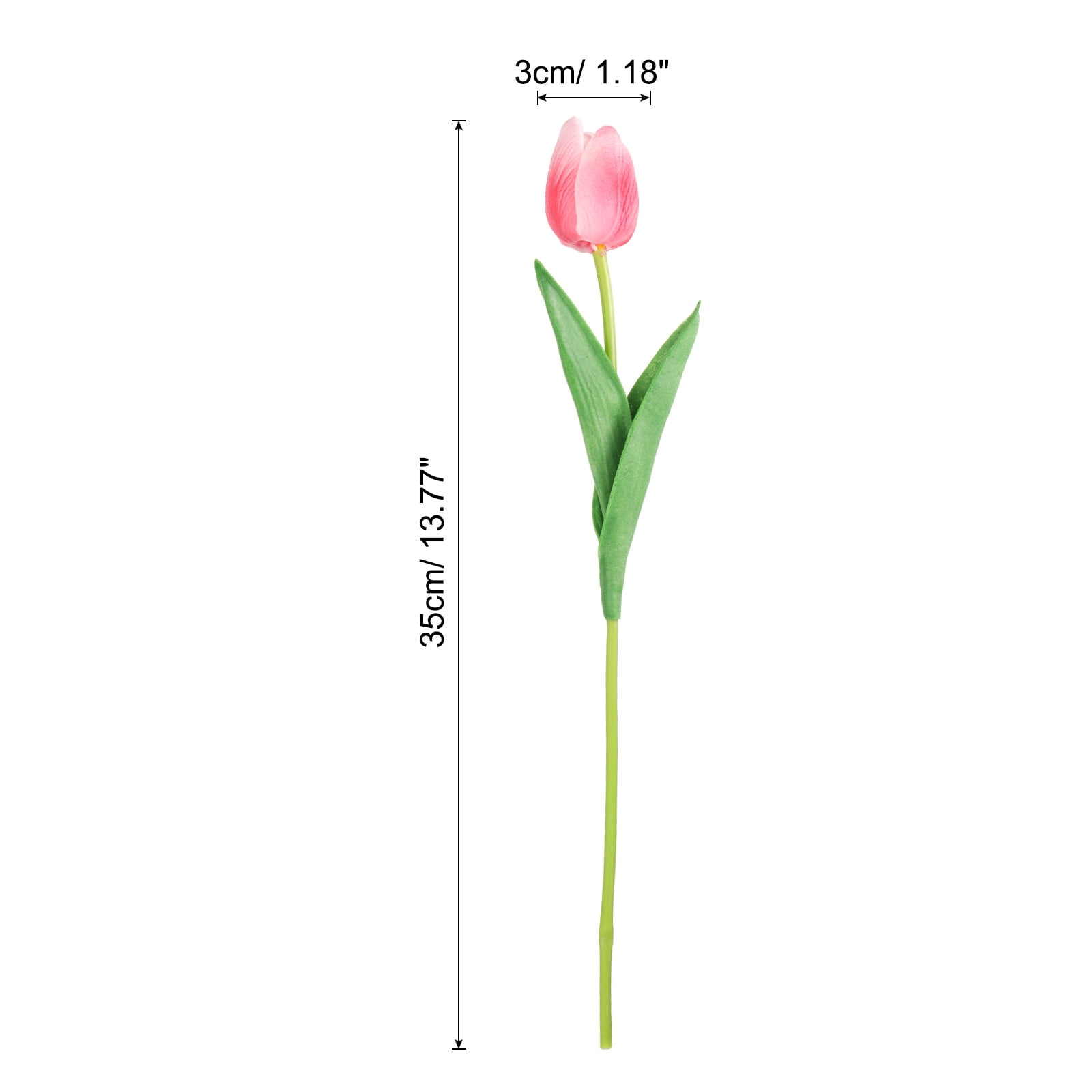 Unique Bargains Fake Flowers PU Artificial Tulips Real Touch with Stems 24Pcs Dark Pink